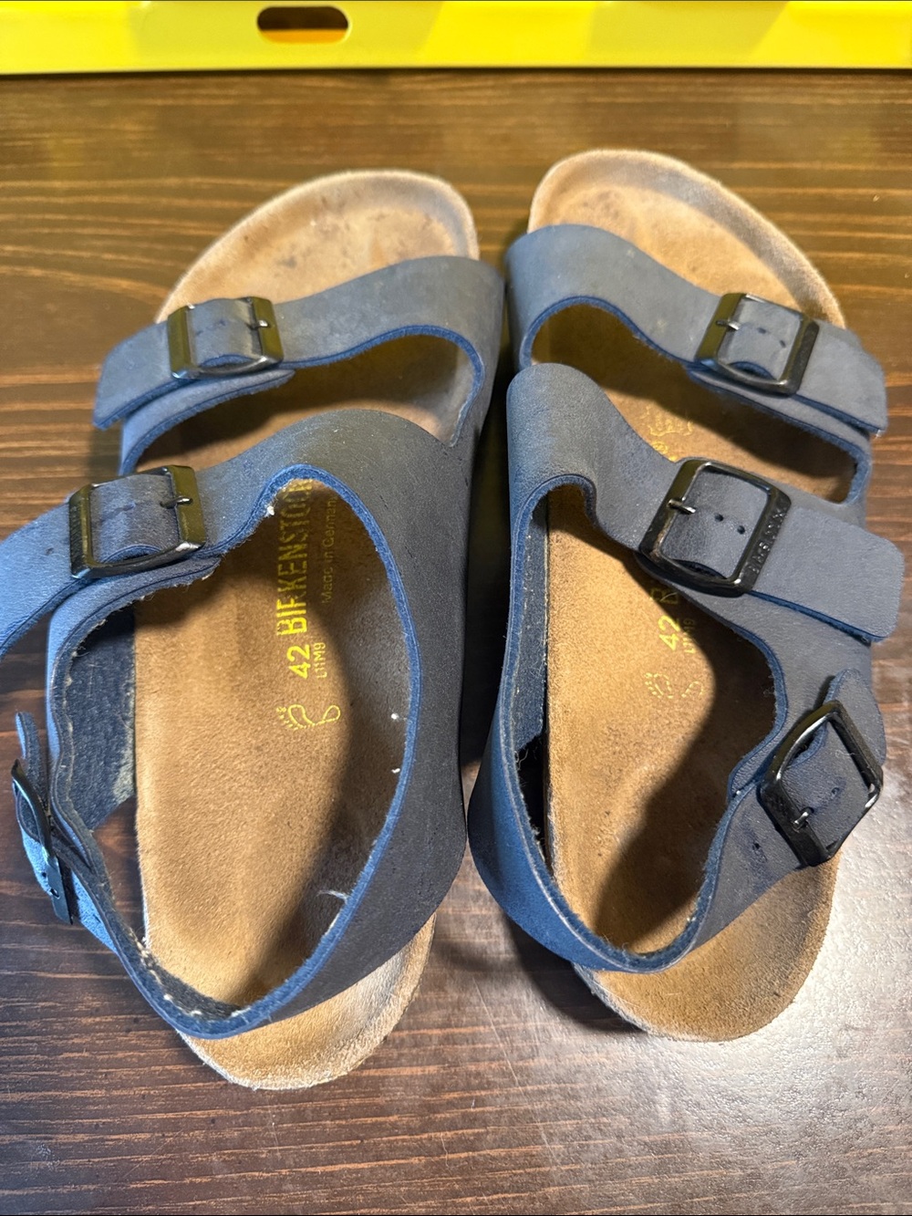 Birkenstock Woman’s Navy Suede Double-Buckle Sandals